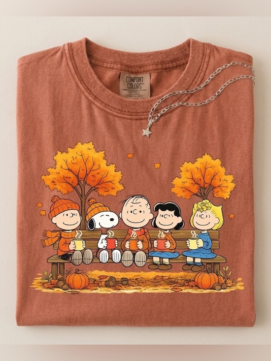Comfort Colors Tops - Comfort Colors Peanuts Charlie Brown Fall Friends Cozy Autumn Vibe Tee